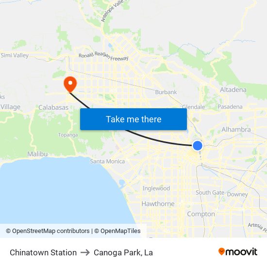 Chinatown Station to Canoga Park, La map