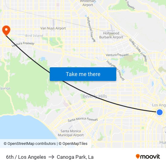 6th / Los Angeles to Canoga Park, La map