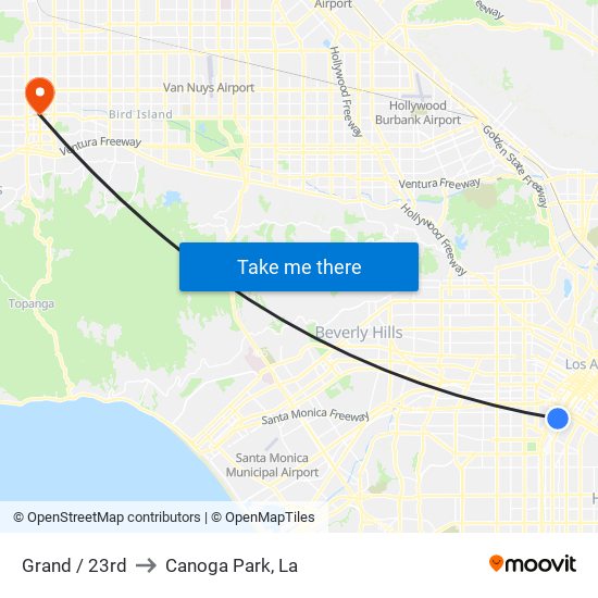 Grand / 23rd to Canoga Park, La map