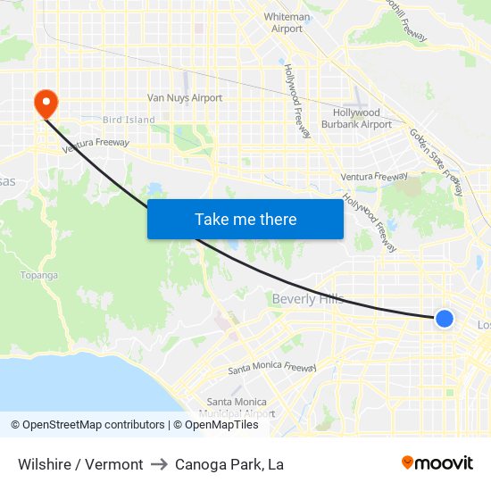 Wilshire / Vermont to Canoga Park, La map