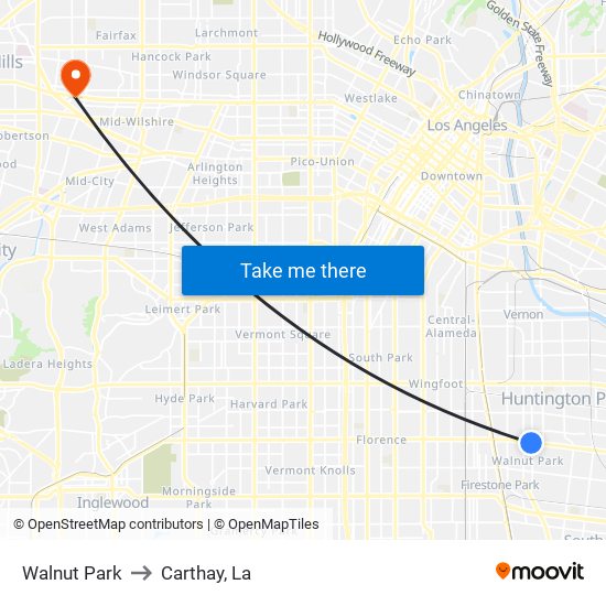 Walnut Park to Carthay, La map