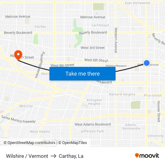 Wilshire / Vermont to Carthay, La map