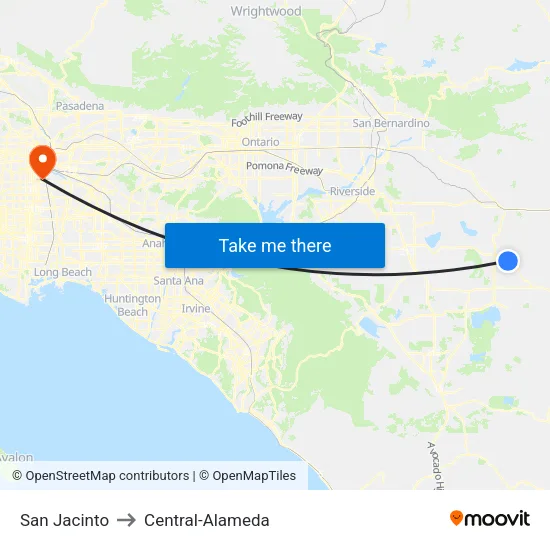 San Jacinto to Central-Alameda map