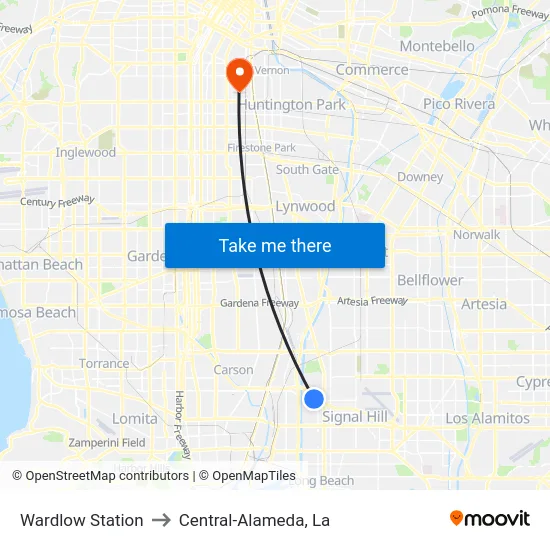 Wardlow Station to Central-Alameda, La map