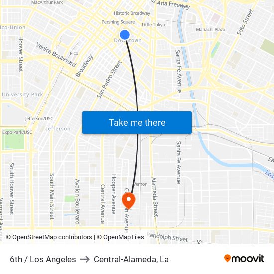 6th / Los Angeles to Central-Alameda, La map