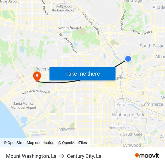 Mount Washington, La to Century City, La map