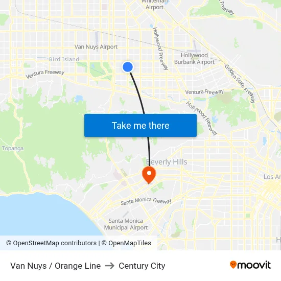 Van Nuys / Orange Line to Century City map