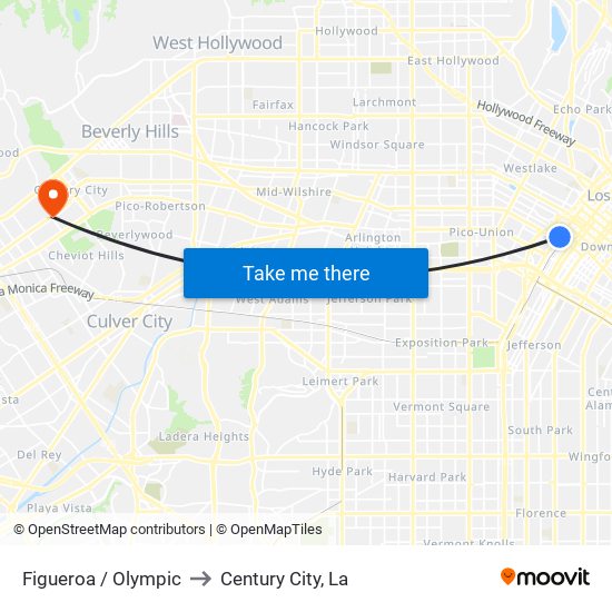 Figueroa / Olympic to Century City, La map