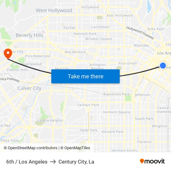 6th / Los Angeles to Century City, La map