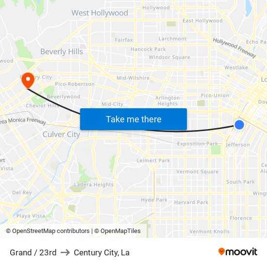 Grand / 23rd to Century City, La map