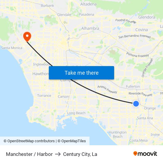 Manchester / Harbor to Century City, La map