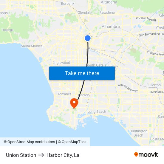 Union Station to Harbor City, La map