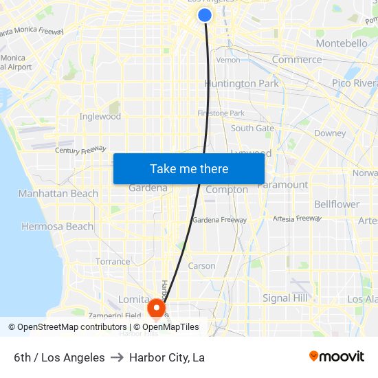 6th / Los Angeles to Harbor City, La map