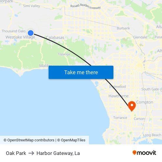 Oak Park to Harbor Gateway, La map