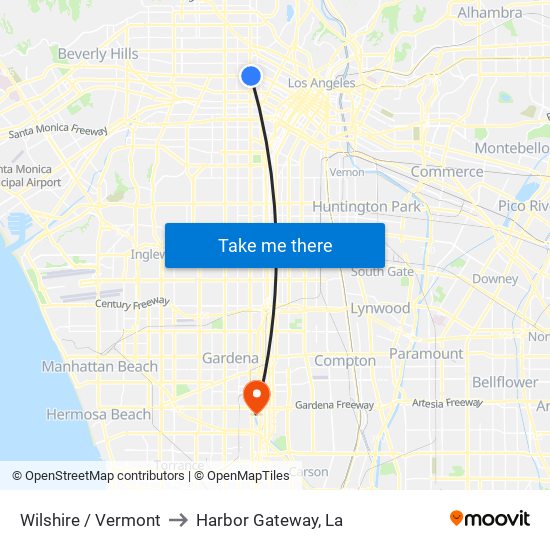 Wilshire / Vermont to Harbor Gateway, La map