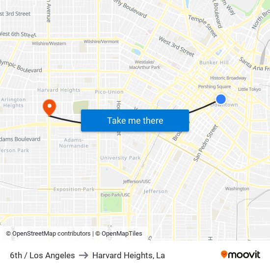 6th / Los Angeles to Harvard Heights, La map