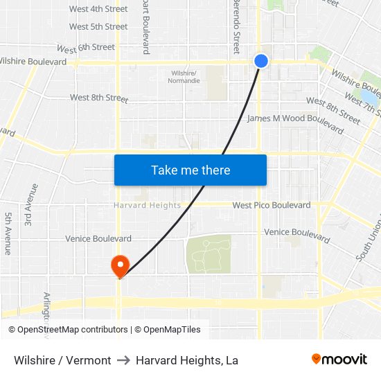 Wilshire / Vermont to Harvard Heights, La map