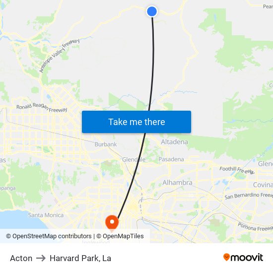 Acton to Harvard Park, La map
