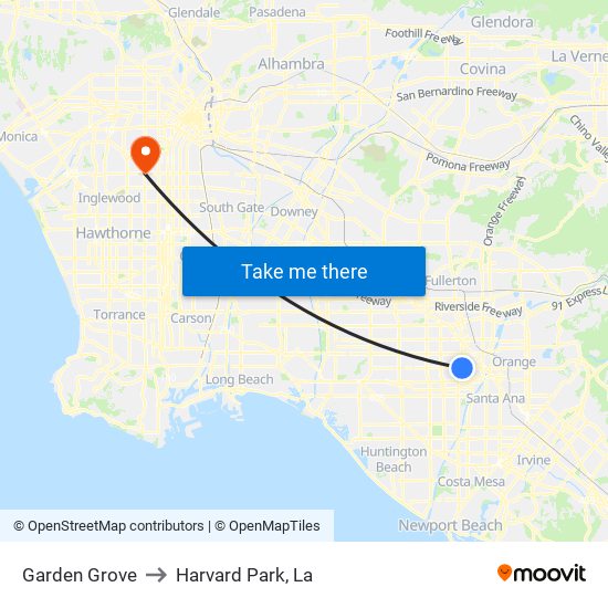 Garden Grove to Harvard Park, La map