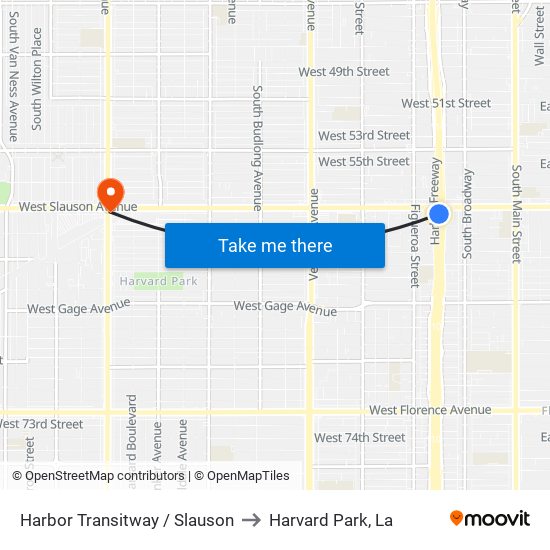 Harbor Transitway / Slauson to Harvard Park, La map