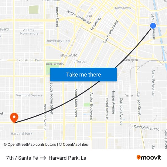 7th / Santa Fe to Harvard Park, La map