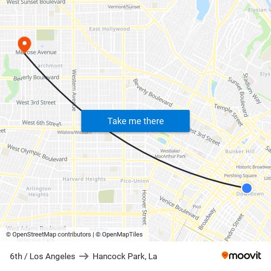 6th / Los Angeles to Hancock Park, La map