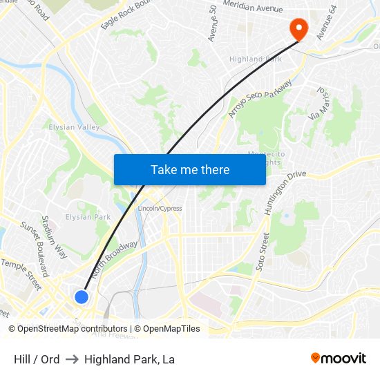 Hill / Ord to Highland Park, La map