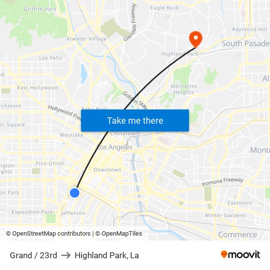 Grand / 23rd to Highland Park, La map