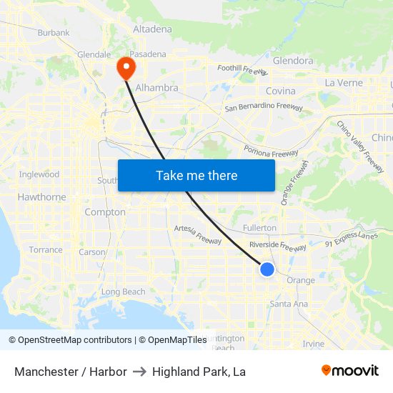 Manchester / Harbor to Highland Park, La map