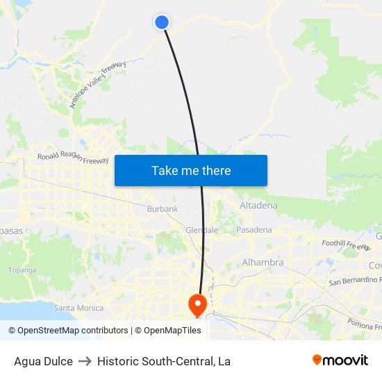 Agua Dulce to Historic South-Central, La map