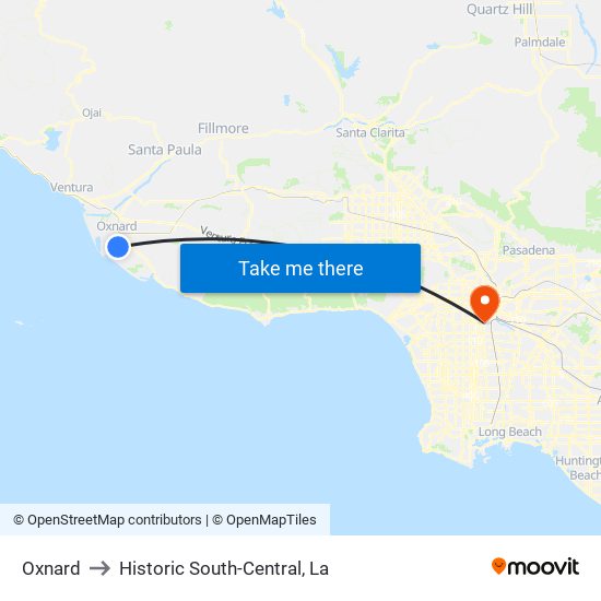 Oxnard to Historic South-Central, La map