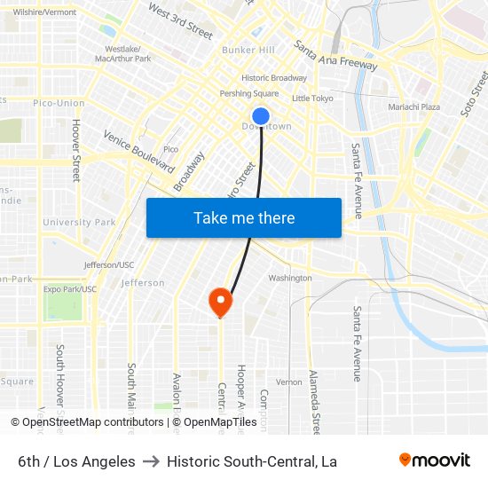 6th / Los Angeles to Historic South-Central, La map