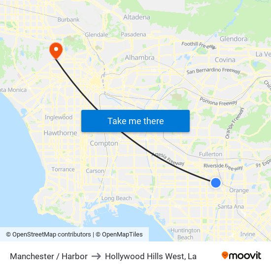 Manchester / Harbor to Hollywood Hills West, La map