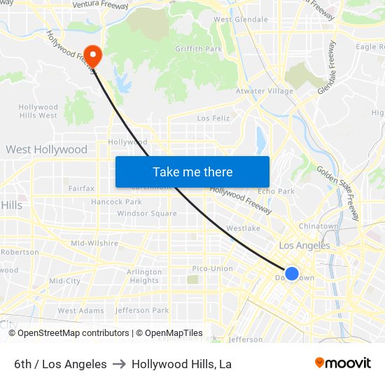 6th / Los Angeles to Hollywood Hills, La map