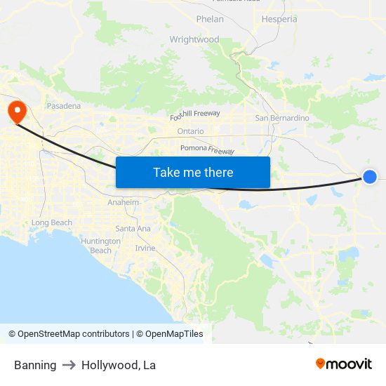 Banning to Hollywood, La map