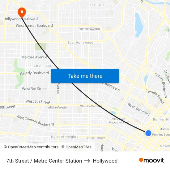 7th Street / Metro Center Station to Hollywood map