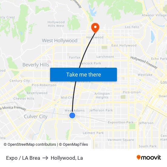 Expo / LA Brea to Hollywood, La map