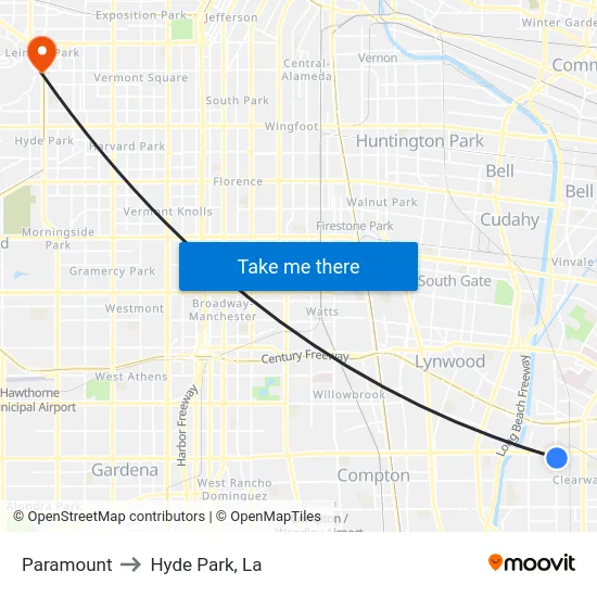 Paramount to Hyde Park, La map