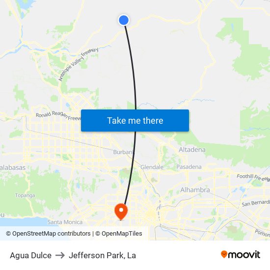 Agua Dulce to Jefferson Park, La map