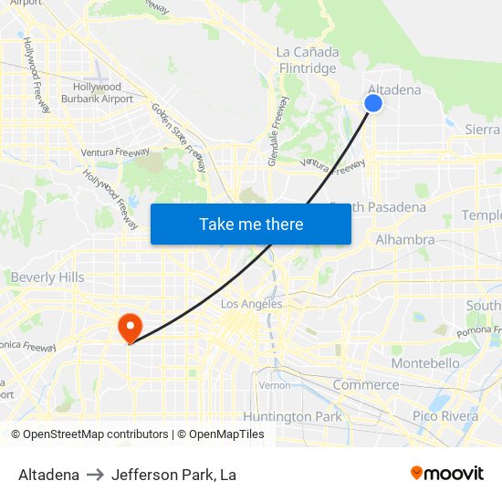 Altadena to Jefferson Park, La map