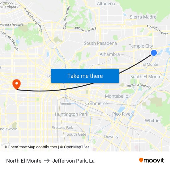 North El Monte to Jefferson Park, La map