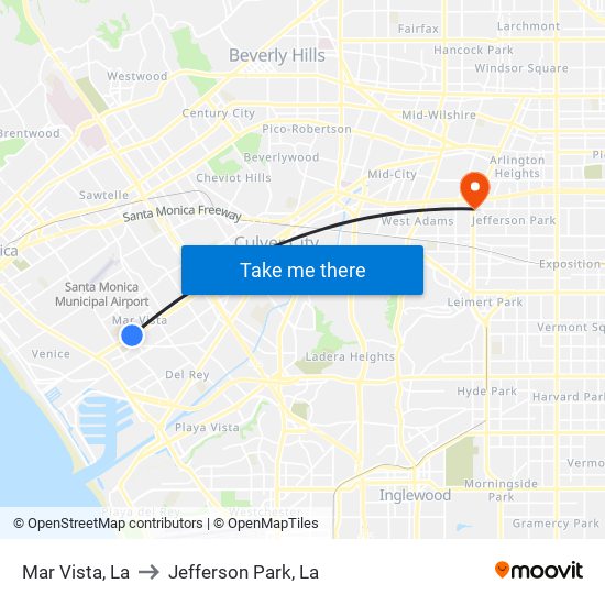 Mar Vista, La to Jefferson Park, La map