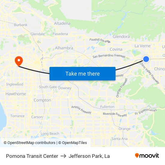 Pomona Transit Center to Jefferson Park, La map