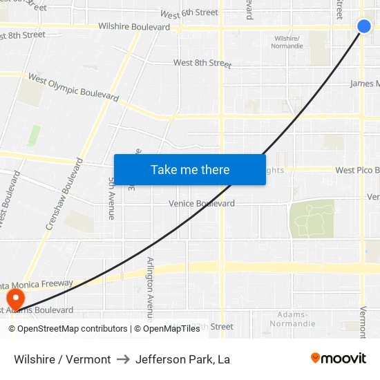 Wilshire / Vermont to Jefferson Park, La map