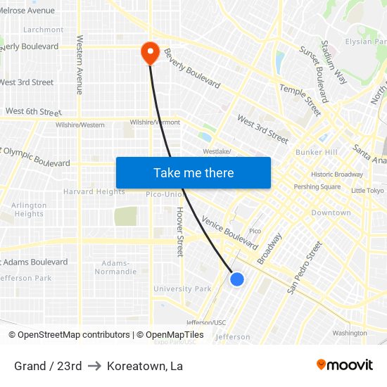 Grand / 23rd to Koreatown, La map