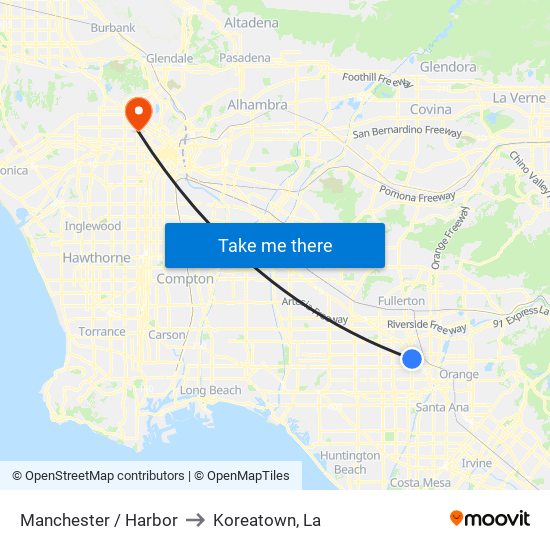 Manchester / Harbor to Koreatown, La map