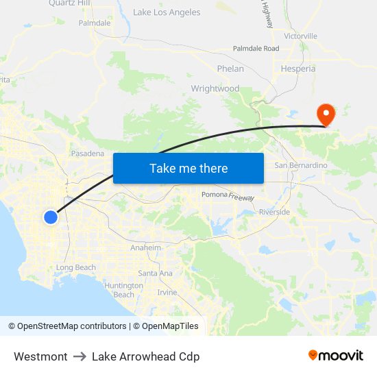 Westmont to Lake Arrowhead Cdp map