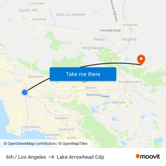 6th / Los Angeles to Lake Arrowhead Cdp map