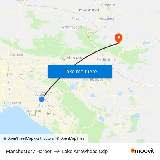 Manchester / Harbor to Lake Arrowhead Cdp map