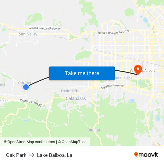 Oak Park to Lake Balboa, La map
